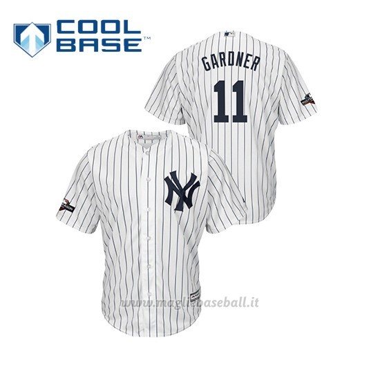Maglia Baseball Uomo New Y Ork Yankees 11 Brett Gardner 2019 Postseason Cool Base Bianco